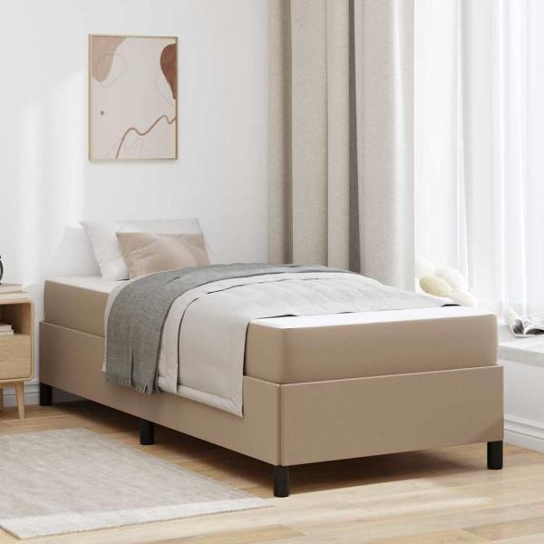 ARDEBO.de - Bettrahmen mit Matratze Cappuccino 90 x 190 cm Stoff