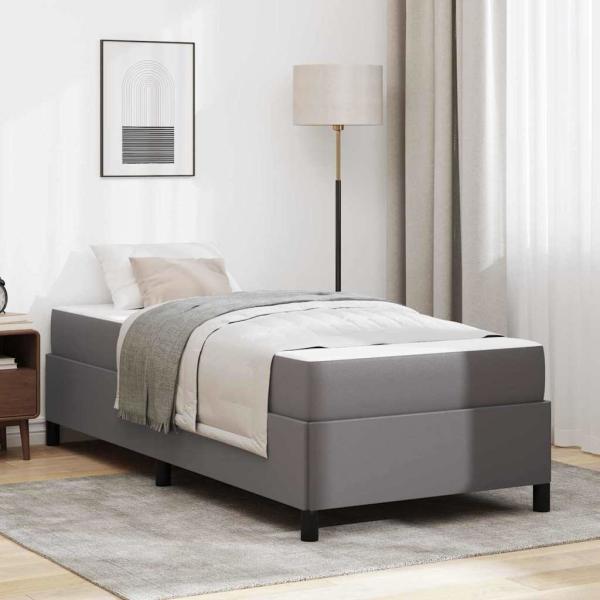 ARDEBO.de - Bettrahmen mit Matratze Grau 100 x 200 cm Stoff