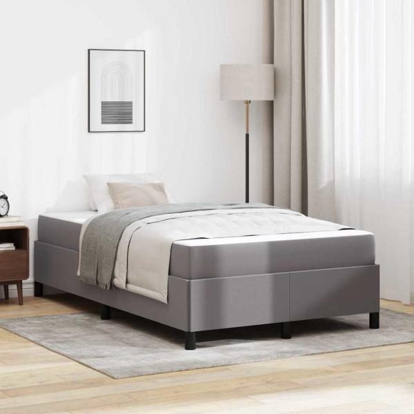 ARDEBO.de - Bettrahmen mit Matratze Grau 120 x 190 cm Stoff