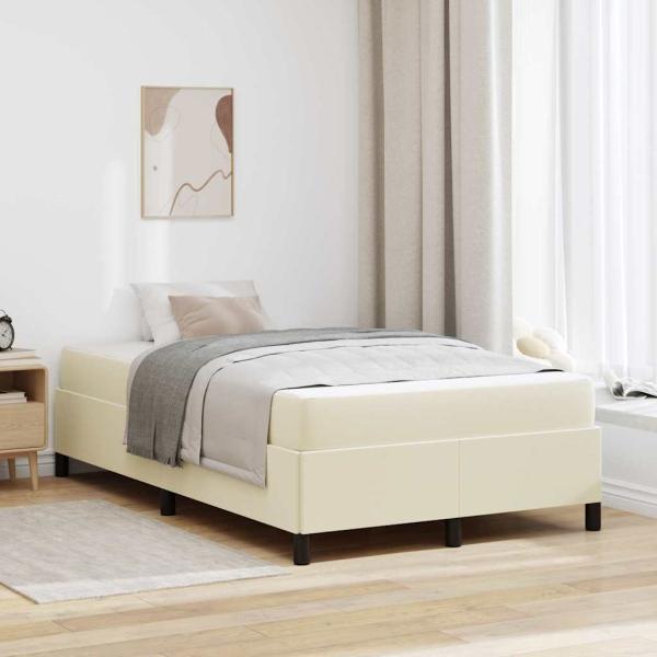 ARDEBO.de - Bettrahmen mit Matratze Creme 120 x 200 cm Stoff