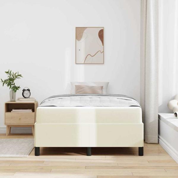 Bettrahmen mit Matratze Creme 120 x 200 cm Stoff