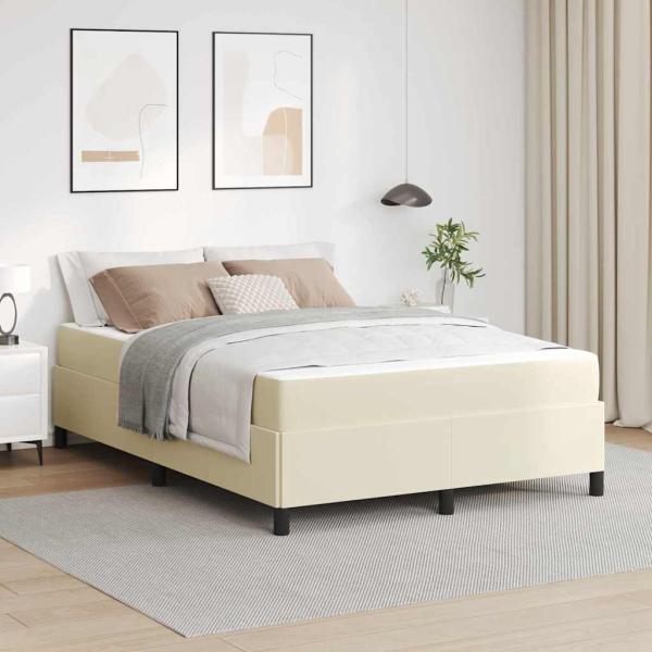ARDEBO.de - Bettrahmen mit Matratze Creme 140 x 190 cm Stoff