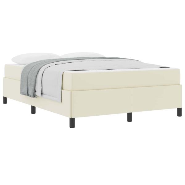 Bettrahmen mit Matratze Creme 140 x 190 cm Stoff
