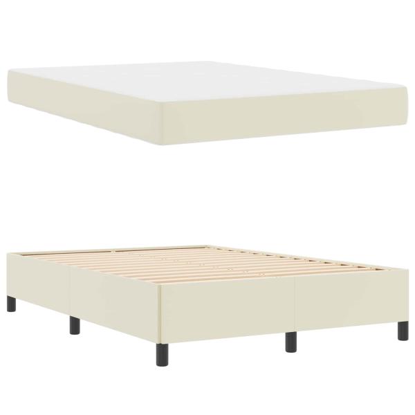 Bettrahmen mit Matratze Creme 140 x 190 cm Stoff