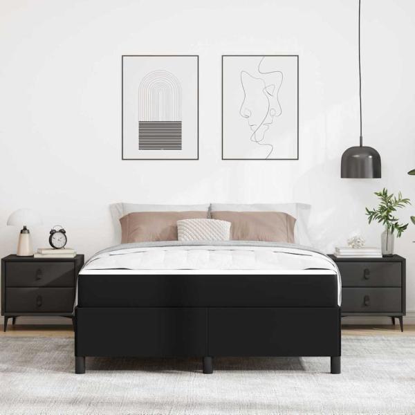 Bettrahmen mit Matratze Schwarz 160 x 200 cm Stoff