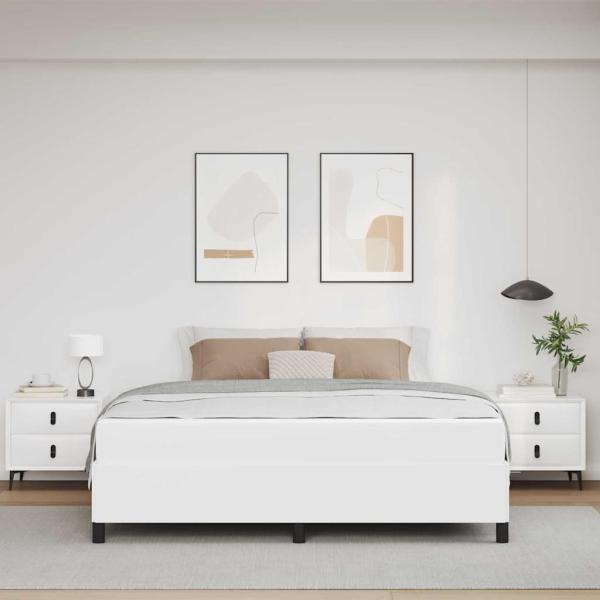 Bettrahmen mit Matratze Weiß 180 x 200 cm Stoff