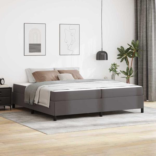 ARDEBO.de - Bettrahmen mit Matratze Grau 200 x 200 cm Stoff