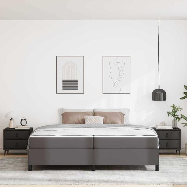 Bettrahmen mit Matratze Grau 200 x 200 cm Stoff
