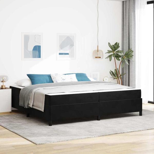 ARDEBO.de - Bettrahmen Schwarz 200 x 200 cm Stoff