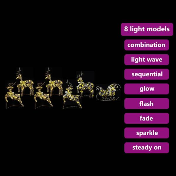 LED Rentiere 7 Stk. Gold 44 x 18 x 65,5 cm PET 40 LEDs