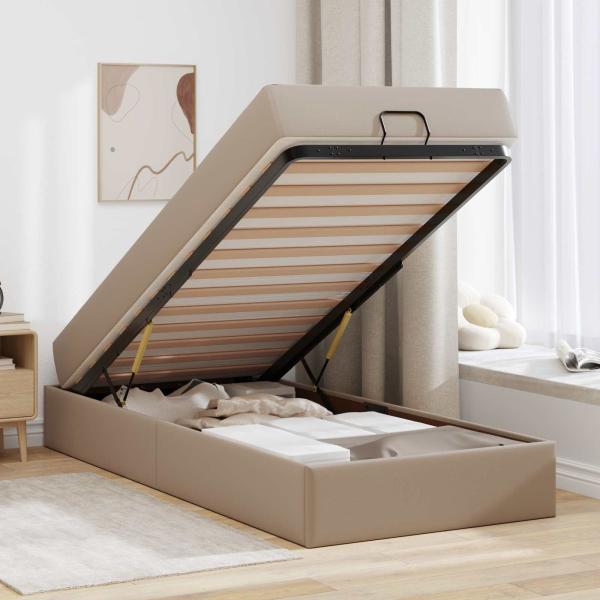 Bettgestell mit Matratze Sonstiges 2 Stk. Hellbraun PVC