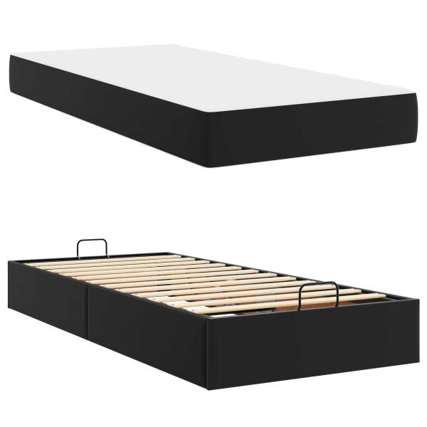 Bettgestell mit Matratze Sonstiges 2 Stk. Schwarz PVC