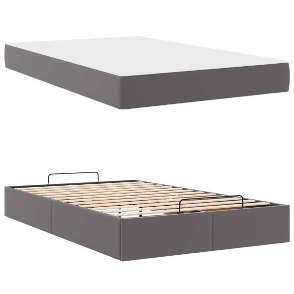 Bettgestell mit Matratze Sonstiges 2 Stk. Grau PVC