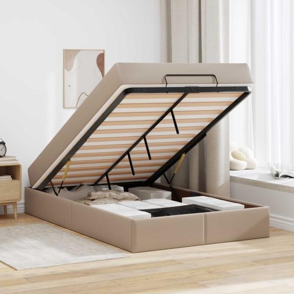 Bettgestell mit Matratze Sonstiges 2 Stk. Hellbraun PVC