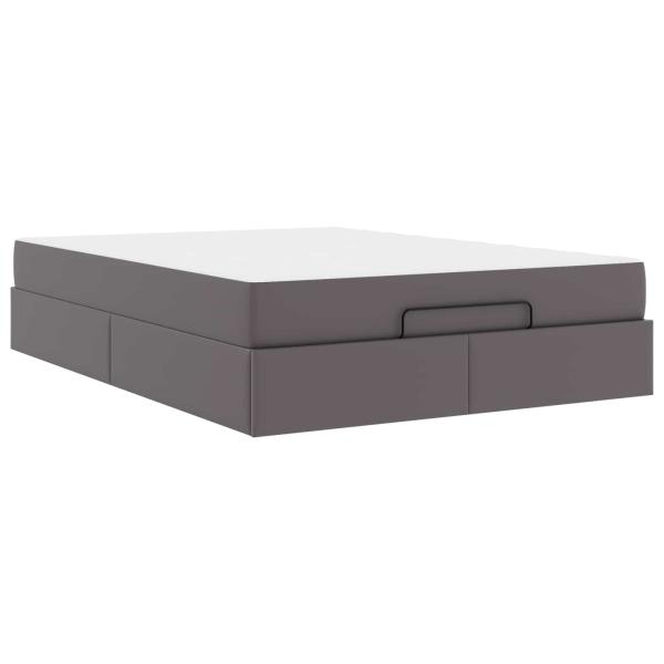 Bettgestell mit Matratze Sonstiges 2 Stk. Grau PVC
