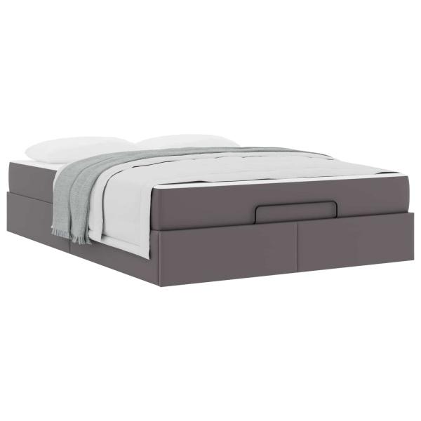 Bettgestell mit Matratze Sonstiges 2 Stk. Grau PVC