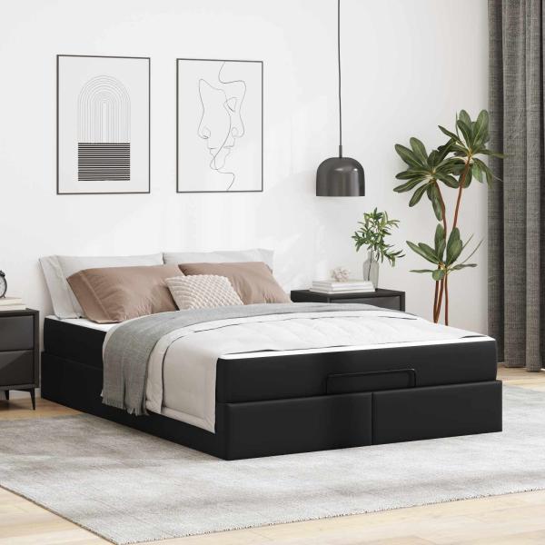 ARDEBO.de - Bettgestell mit Matratze Sonstiges 2 Stk. Schwarz PVC