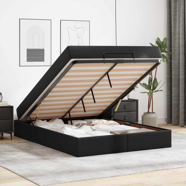 Bettgestell mit Matratze Sonstiges 2 Stk. Schwarz PVC