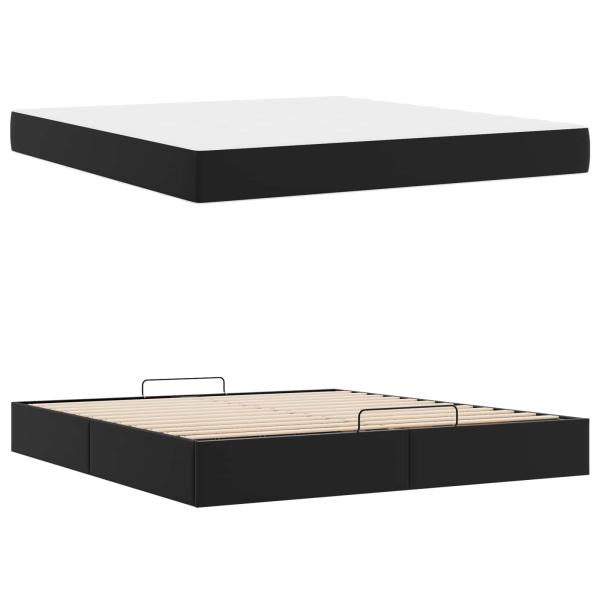 Bettgestell mit Matratze Sonstiges 2 Stk. Schwarz PVC