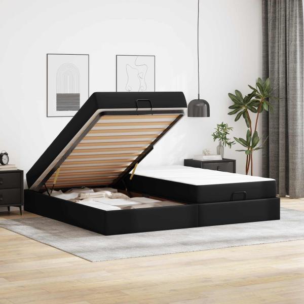 Bettgestell mit Matratze Sonstiges 2 Stk. Schwarz PVC