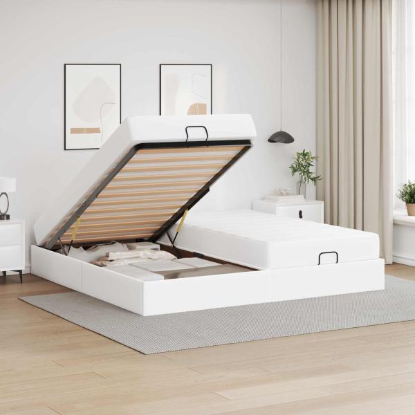 Bettgestell mit Matratze Sonstiges 2 Stk. Weiß PVC