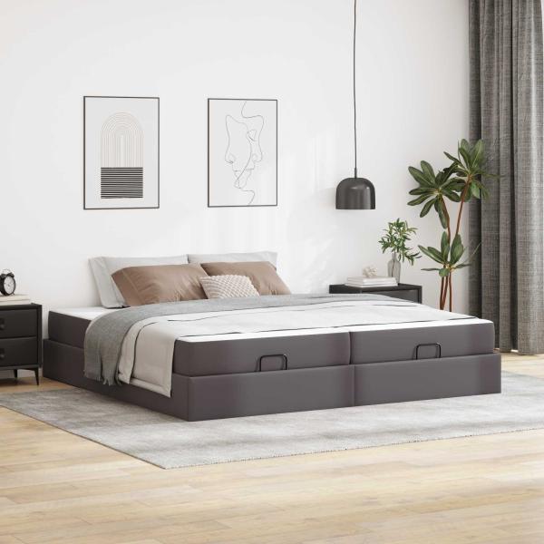 ARDEBO.de - Bettgestell mit Matratze Sonstiges 2 Stk. Grau PVC