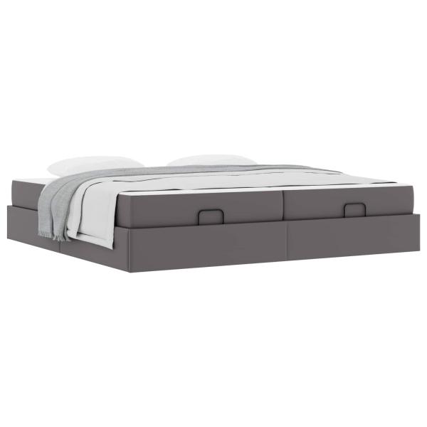 Bettgestell mit Matratze Sonstiges 2 Stk. Grau PVC