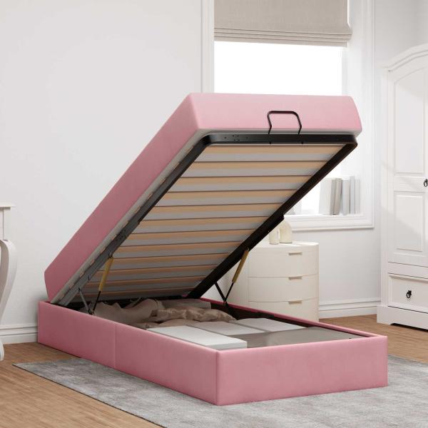 Bettgestell mit Matratze 2 Stk. Rosa Samt