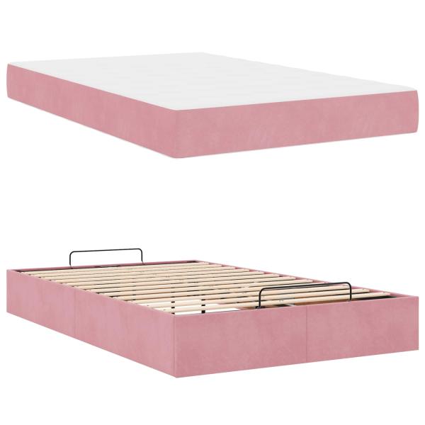 Bettgestell mit Matratze 2 Stk. Rosa Samt