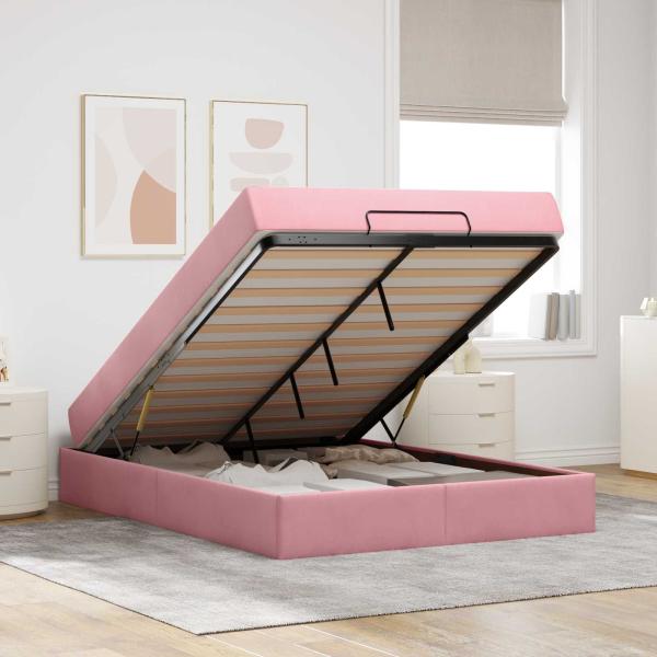 Bettgestell mit Matratze 2 Stk. Rosa Samt