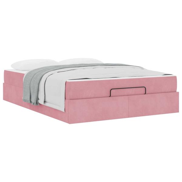 Bettgestell mit Matratze 2 Stk. Rosa Samt