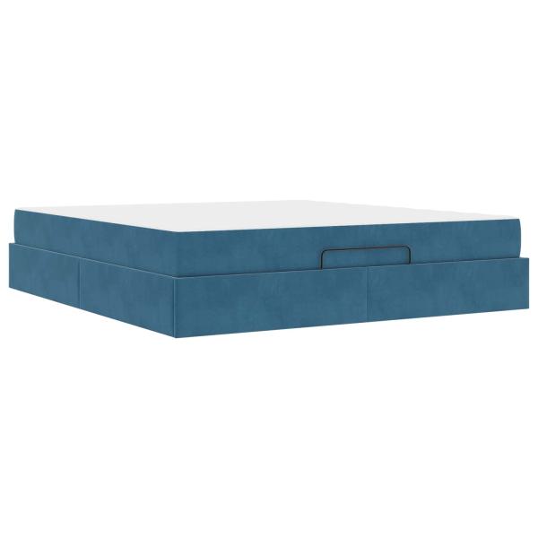 Bettgestell mit Matratze 2 Stk. Blau Samt