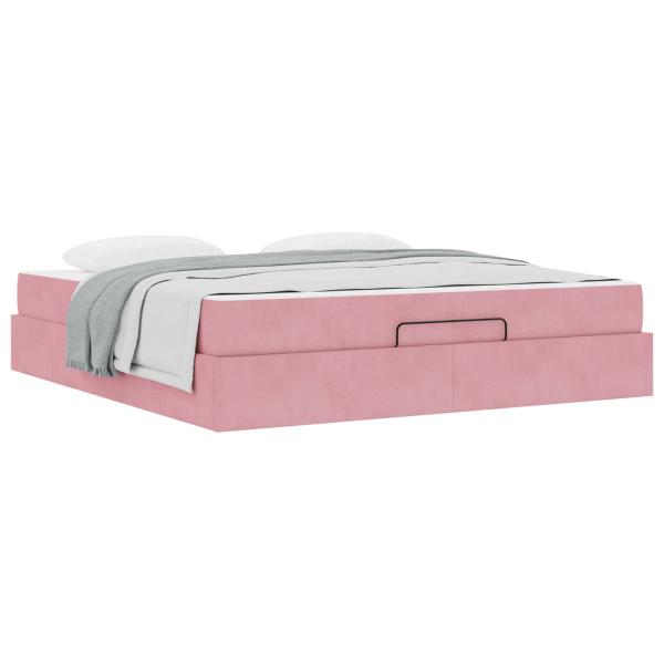 Bettgestell mit Matratze 2 Stk. Rosa Samt