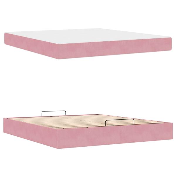 Bettgestell mit Matratze 2 Stk. Rosa Samt
