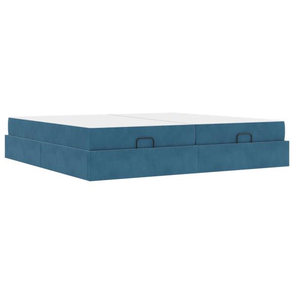 Bettgestell mit Matratze 2 Stk. Blau Samt