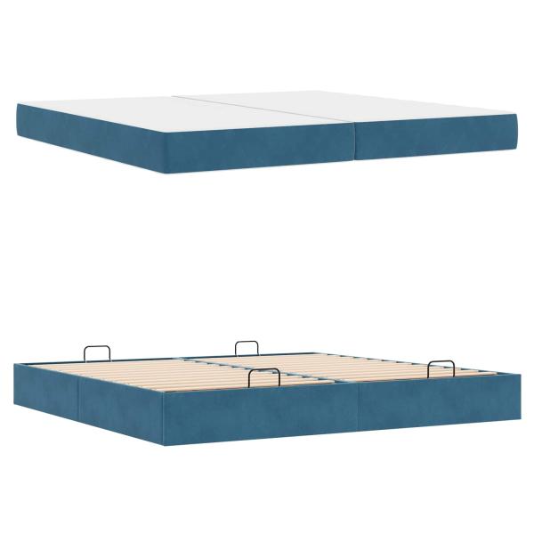 Bettgestell mit Matratze 2 Stk. Blau Samt