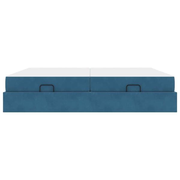 Bettgestell mit Matratze 2 Stk. Blau Samt