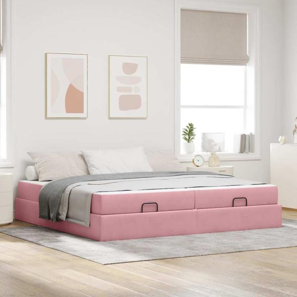 ARDEBO.de - Bettgestell mit Matratze 2 stk. Rosa Samt
