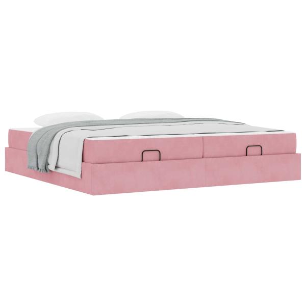 Bettgestell mit Matratze 2 stk. Rosa Samt