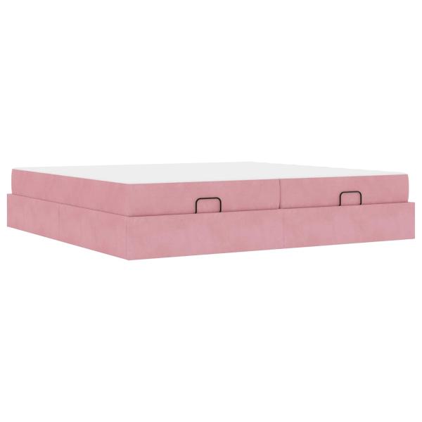 Bettgestell mit Matratze 2 stk. Rosa Samt