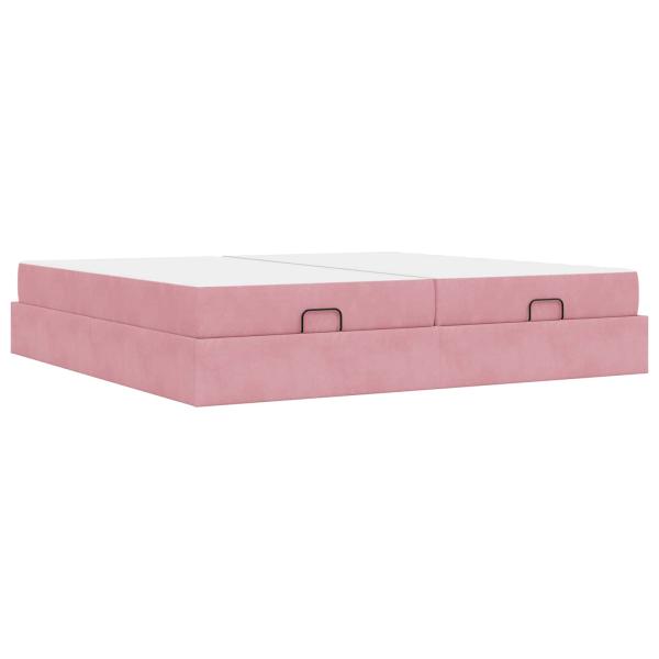 Bettgestell mit Matratze 2 stk. Rosa Samt