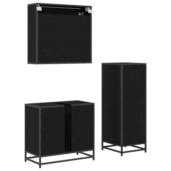 Badezimmermöbel-Set 3 Stk. Schwarz Eichen-Optik Holzwerkstoff