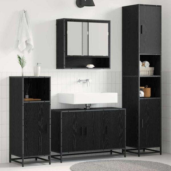 ARDEBO.de - Badezimmermöbel-Set 4 stk. Schwarz Eichen-Optik