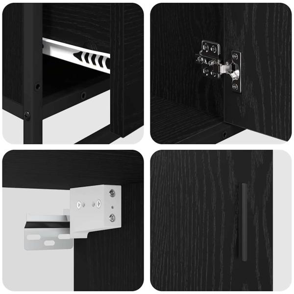 Badezimmermöbel-Set 3 stk. Schwarz Eichen-Optik 80 x 33 x 60 cm