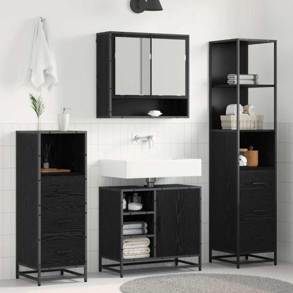 ARDEBO.de - Badezimmermöbel-Set 3 stk. Schwarz Eichen-Optik