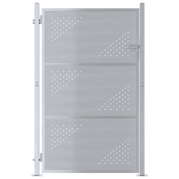 Gartentor 85 x 120 cm Edelstahl Silber Abschließbar