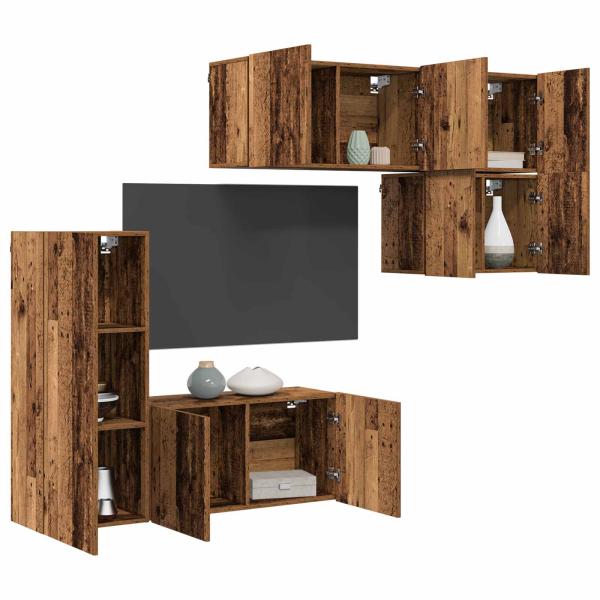 TV-Wandmöbel 5 Stk. Altholz Holzwerkstoff