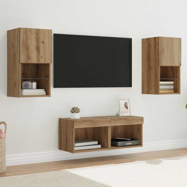 ARDEBO.de - TV-Wandregale 4 Stk. Artisan-Eiche Holzwerkstoff