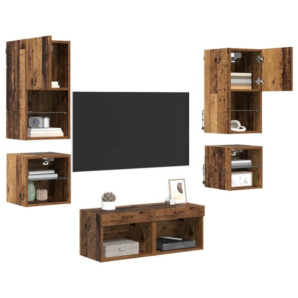 TV-Wandgeräte 8 Stk. Altholz Holzwerkstoff