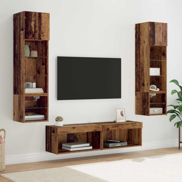 ARDEBO.de - TV-Wandmöbel 6 stk. Altholz Holzwerkstoff